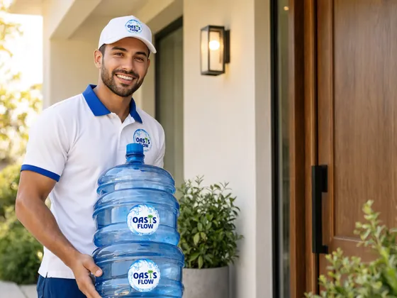 Oasis Flow driver delivering bottled water to a villa in Abu Dhabi